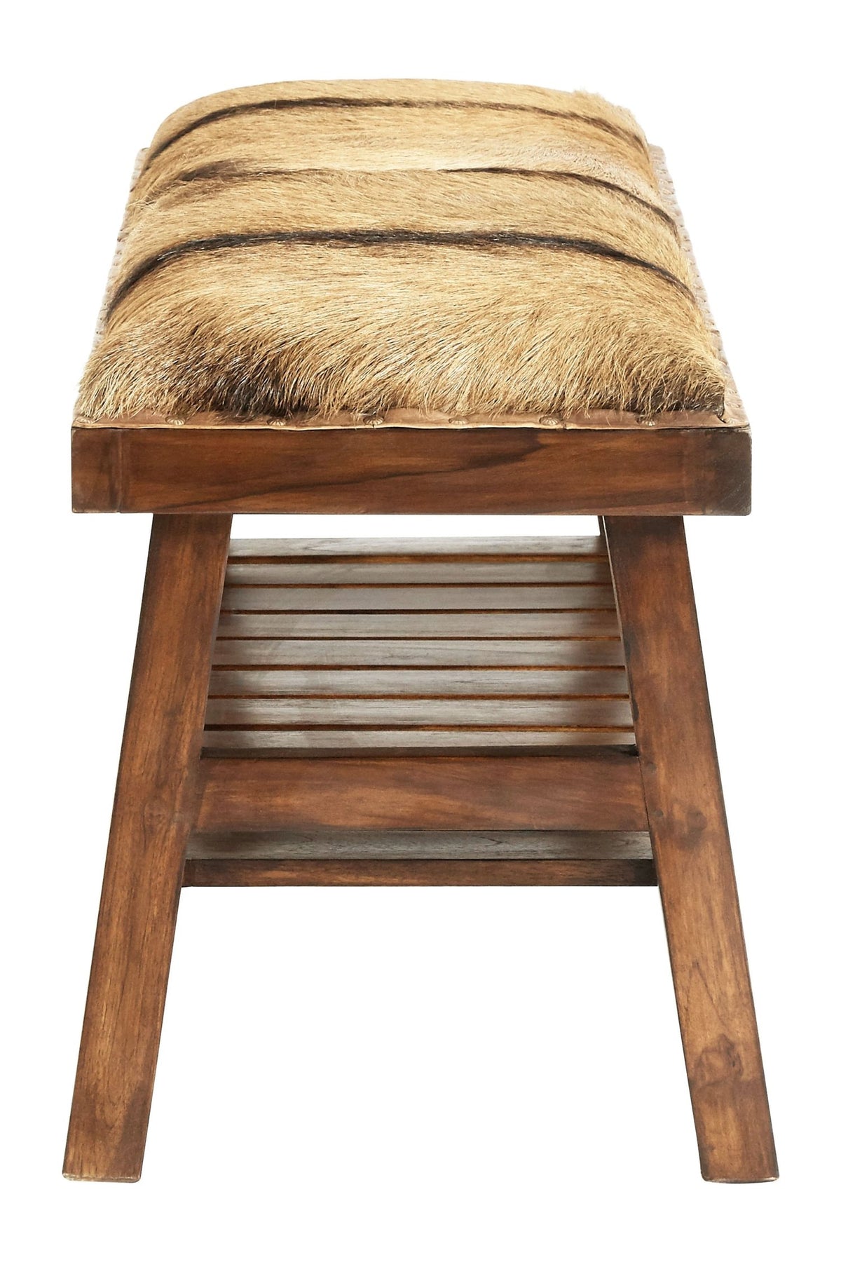 Andes Brown Hair on Leather Bench