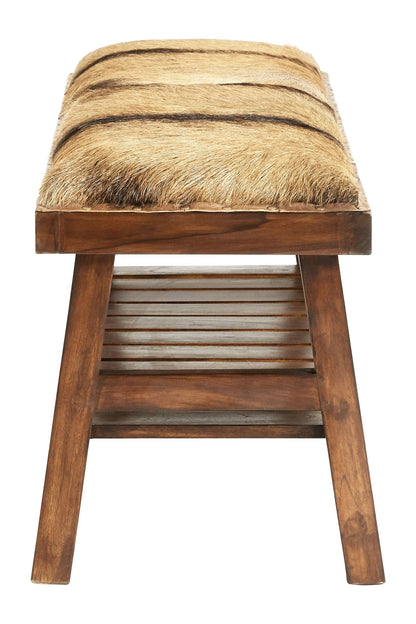 Andes Brown Hair on Leather Bench