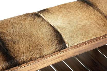 Andes Brown Hair on Leather Bench