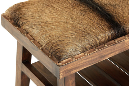 Andes Brown Hair on Leather Bench