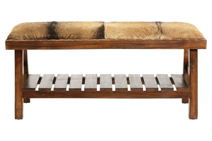 Andes Brown Hair on Leather Bench