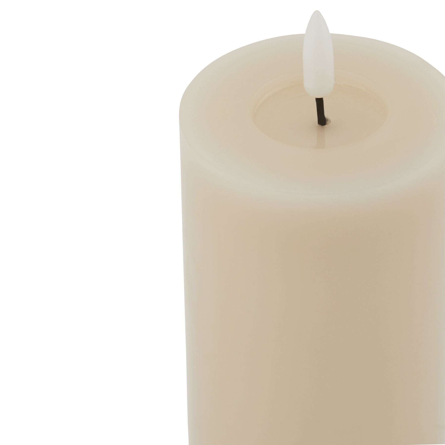 Taupe LED wax candle with a realistic dripping effect, offering a warm glow and elegant design for any decor style.