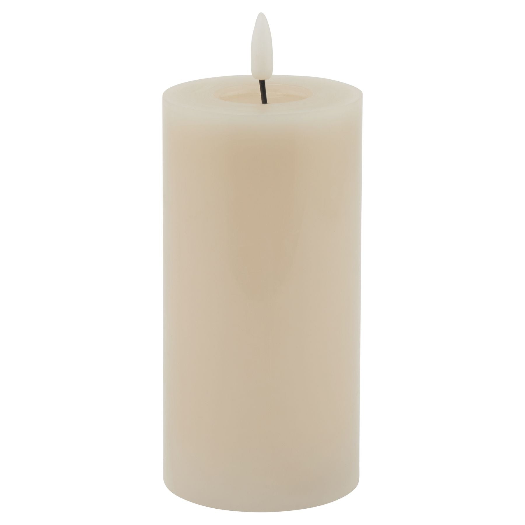 Taupe LED wax candle with realistic dripping effect and soft glow, perfect for cozy or sophisticated décor.
