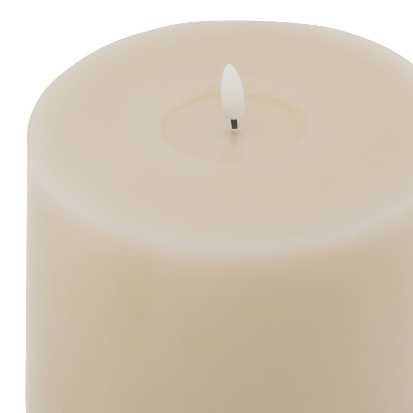 Taupe LED wax candle with a melt effect design, featuring a flickering flame replica for a cozy ambiance.