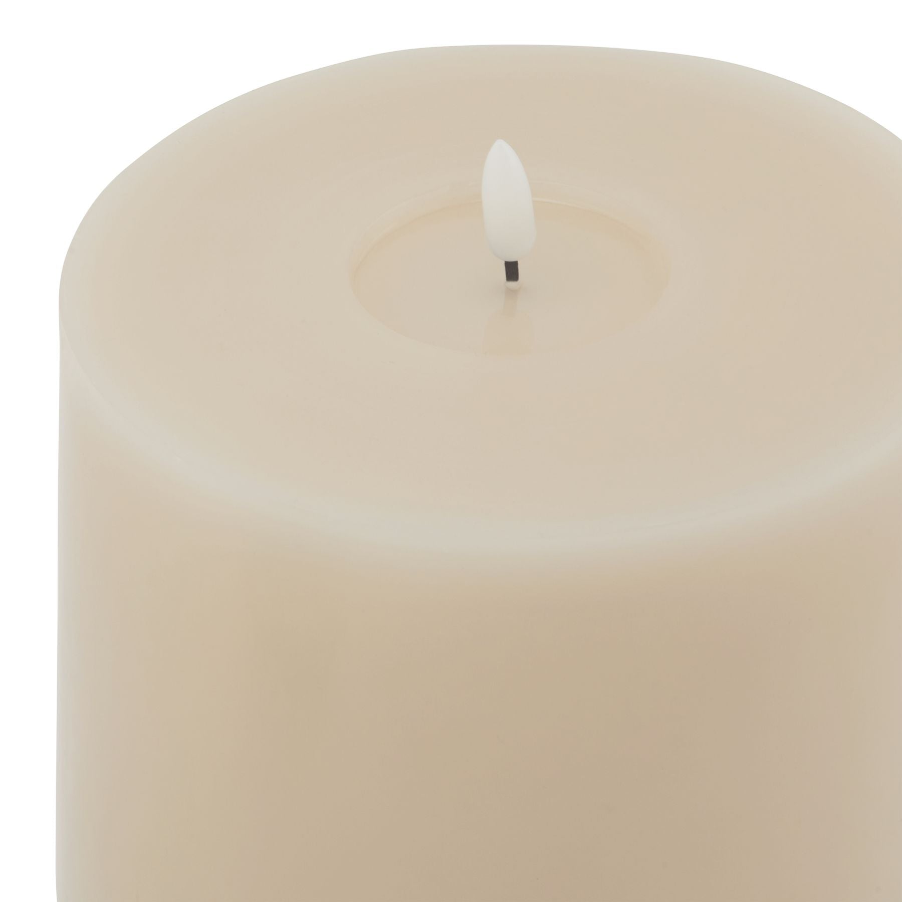 Taupe LED wax candle with a melt effect design, featuring a flickering flame replica for a cozy ambiance.