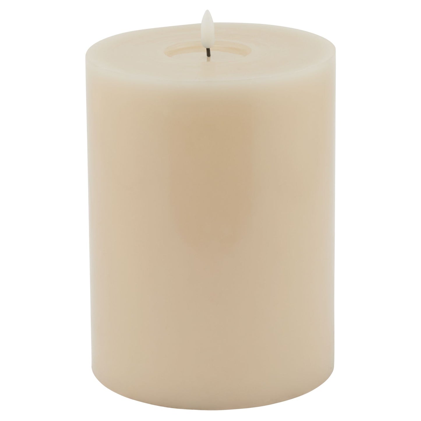 Taupe LED wax candle with a melt effect design, featuring a flickering glow and elegant, maintenance-free finish.