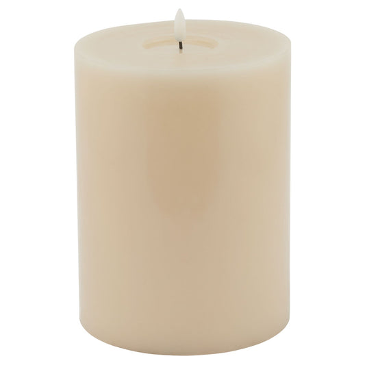 Taupe LED wax candle with a melt effect design, featuring a flickering glow and elegant, maintenance-free finish.