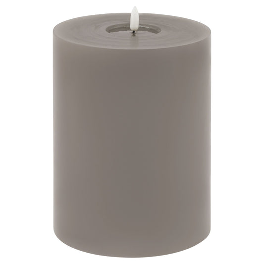 Sophisticated 6x8 grey LED wax candle with a realistic melt effect, perfect for creating a warm, inviting ambiance.