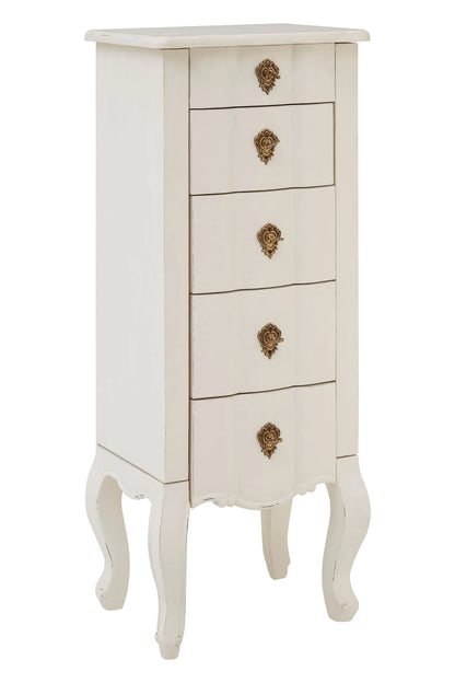 Seine White Small Chest of 5 Drawers
