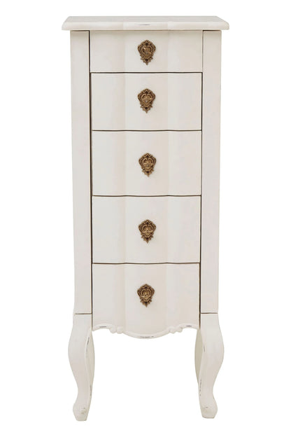 Seine White Small Chest of 5 Drawers