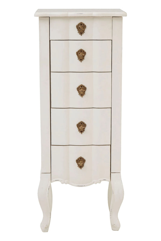 Seine White Small Chest of 5 Drawers