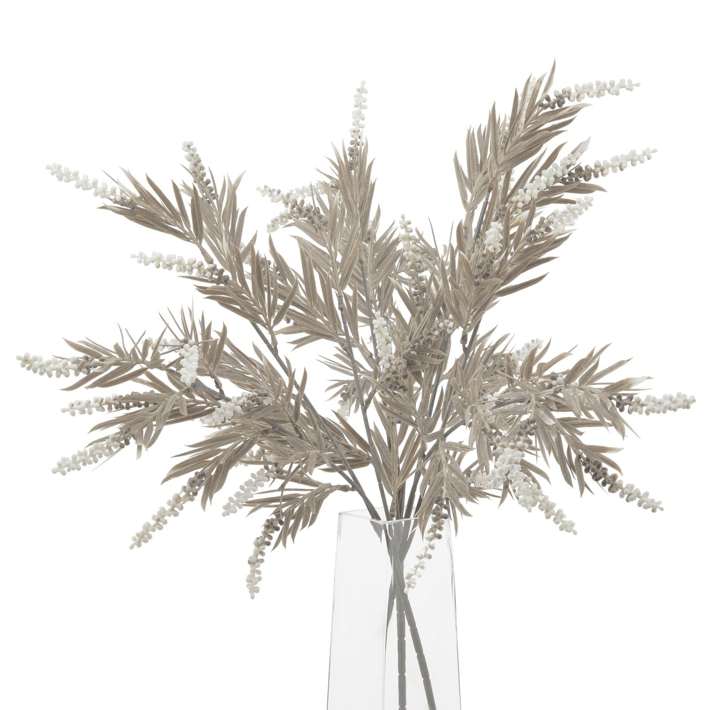 Taupe and ivory artificial branch features layered textures and soft earthy hues, adding elegance and serenity to any space.