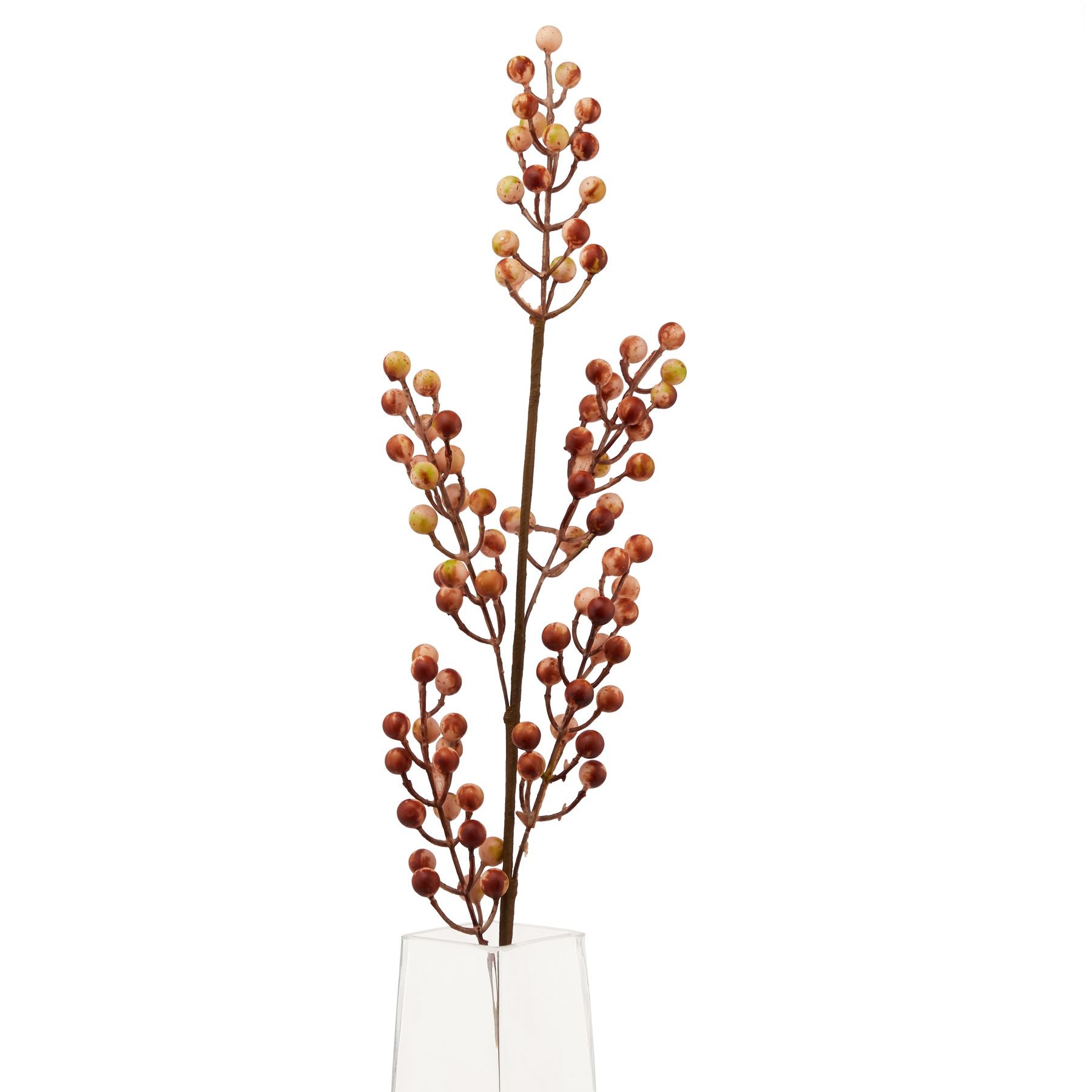 Tall artificial autumn branch with vibrant orange and yellow berries, perfect for seasonal decor in homes or retail displays.