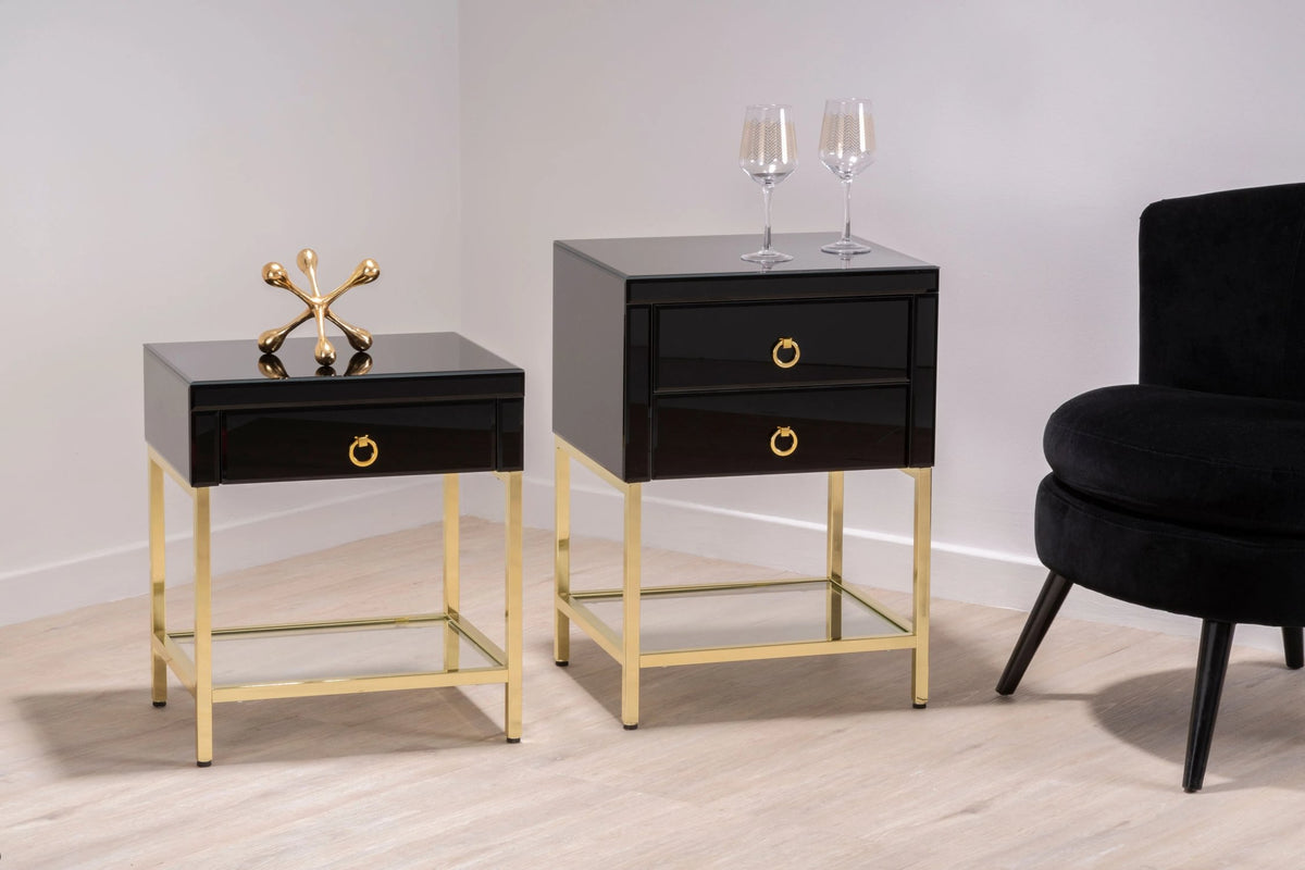 Chelsea Townhouse Black 2 Drawer Side Table