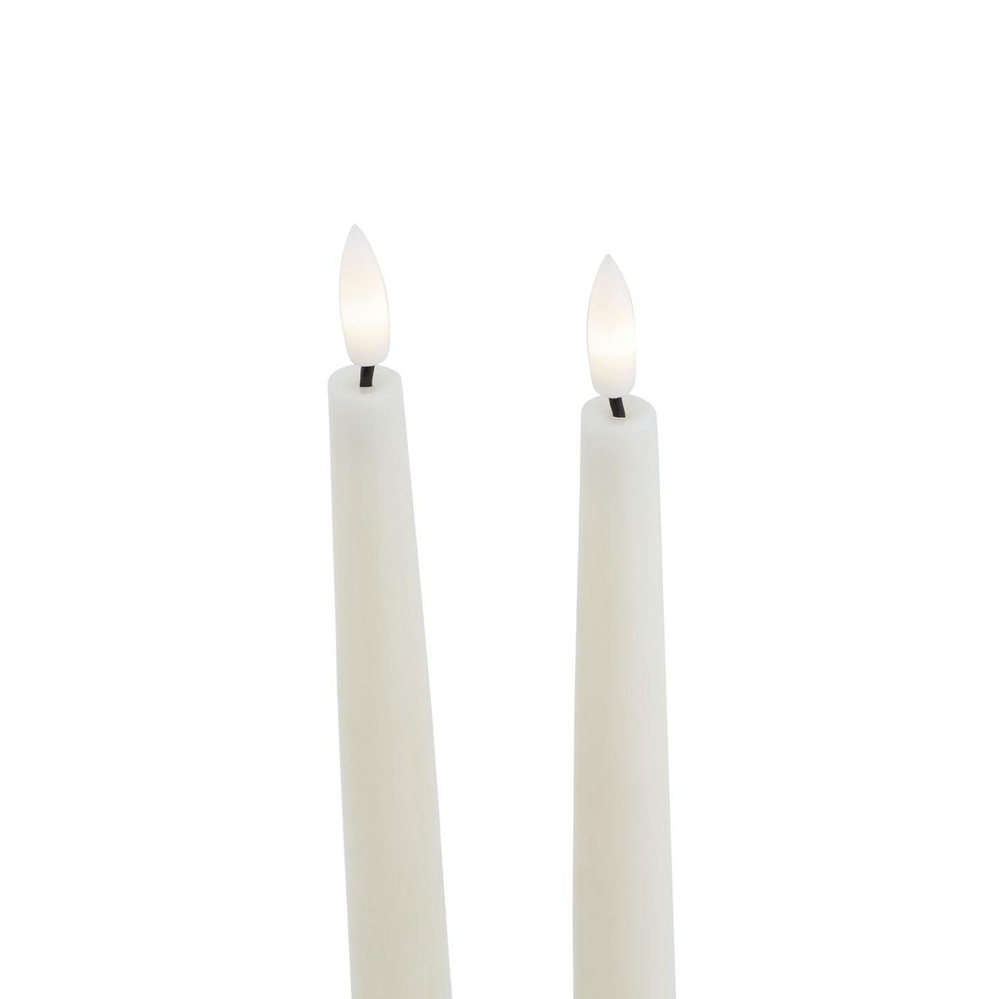 Taupe LED wax dinner candles with realistic flickering flames, elegantly designed for safe ambient lighting.