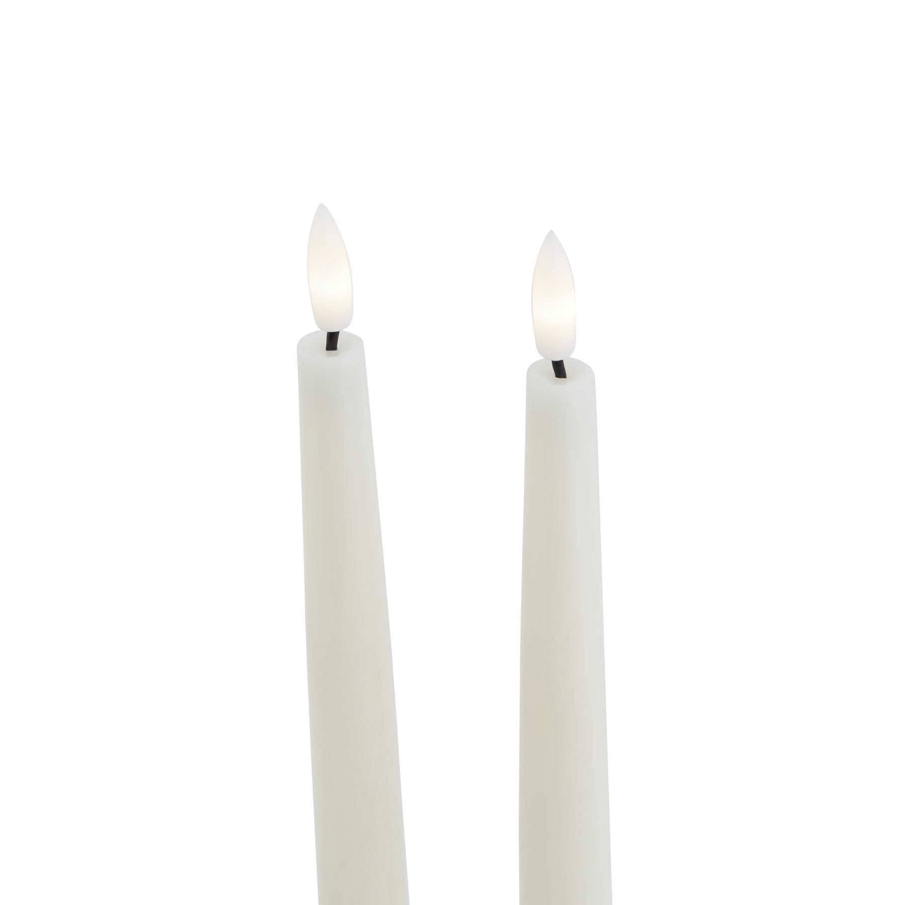 Taupe LED wax dinner candles with realistic flickering flames, elegantly designed for safe ambient lighting.