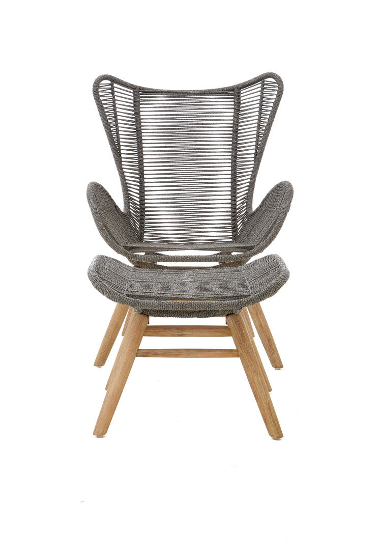 Weave Grey Rope Lounge Chair And Footstool