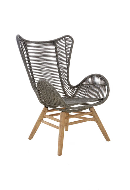 Weave Grey Rope Lounge Chair And Footstool
