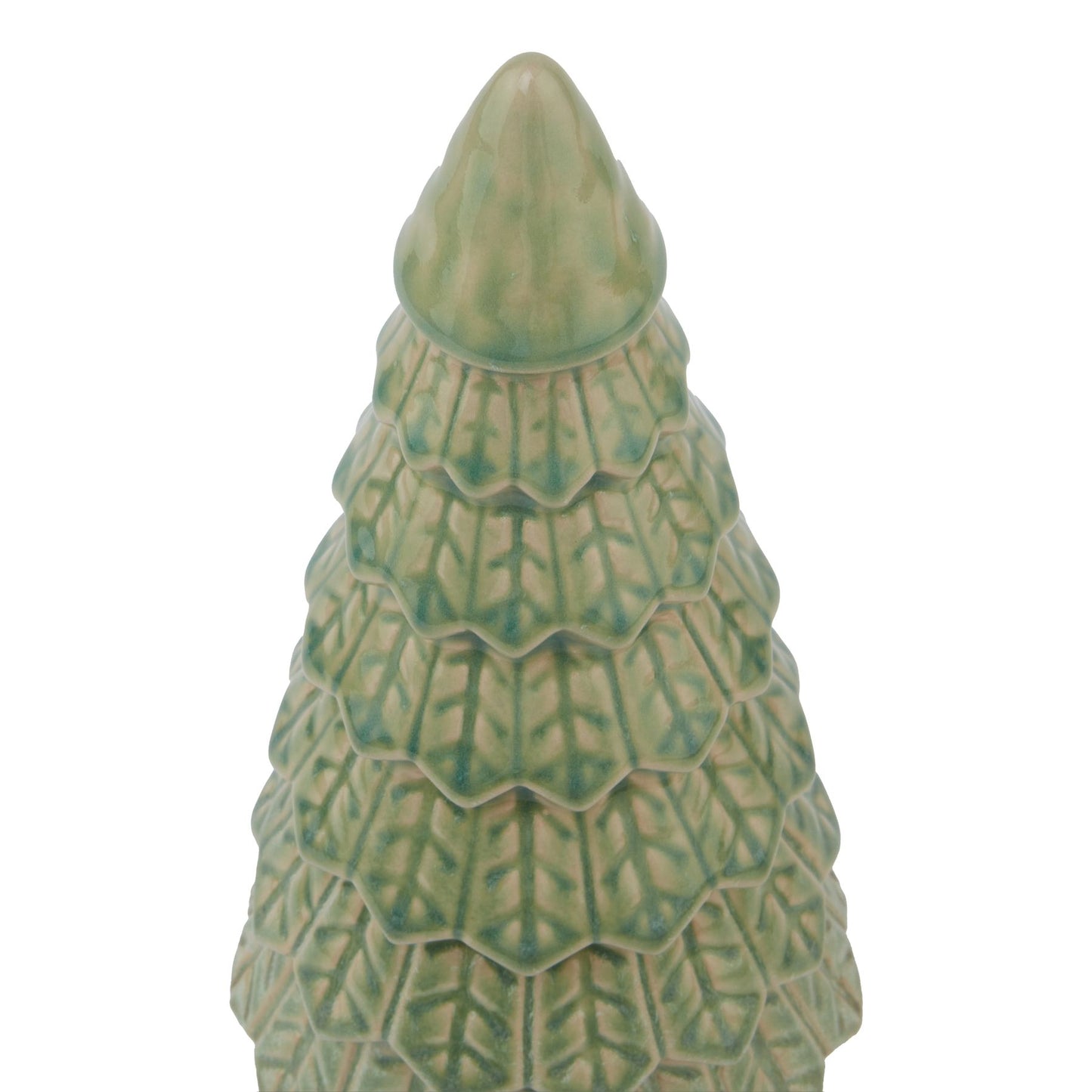 Light Green Ceramic Fir Tree With Base - Christmas Room Decorations from the Quanta Home collection.