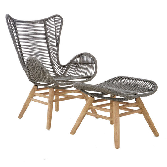 Weave Grey Rope Lounge Chair And Footstool