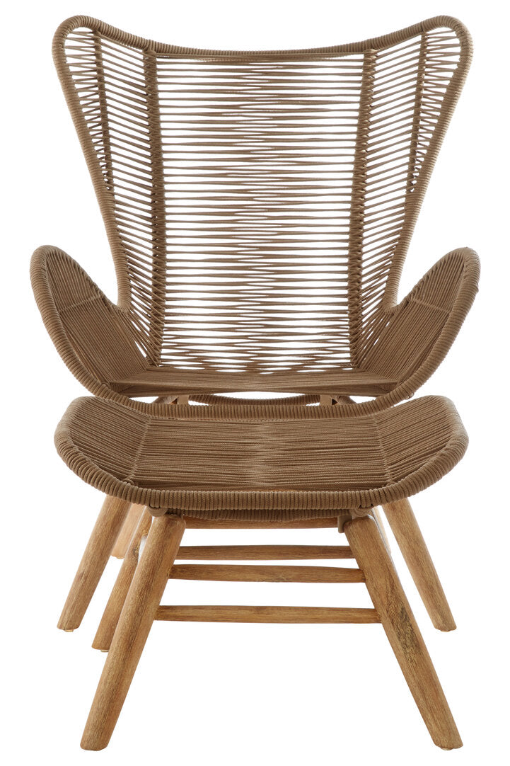 Weave Latte Rope Lounge Chair And Footstool