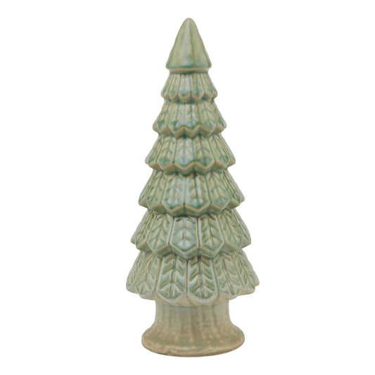 Light Green Ceramic Fir Tree With Base - Christmas Room Decorations from the Quanta Home collection.