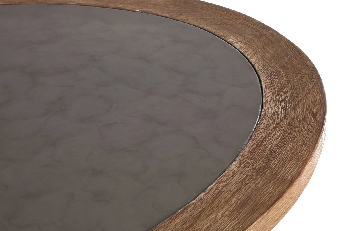 Masterpiece Grey Woven Rope and Stone Round Coffee Table