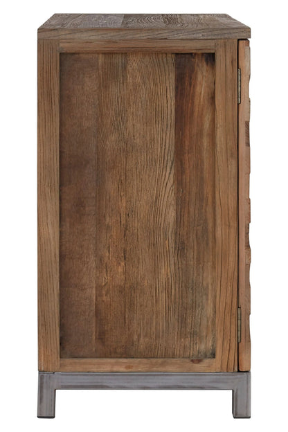 Oro Large Recycled Elm Wood 2 Door Cabinet