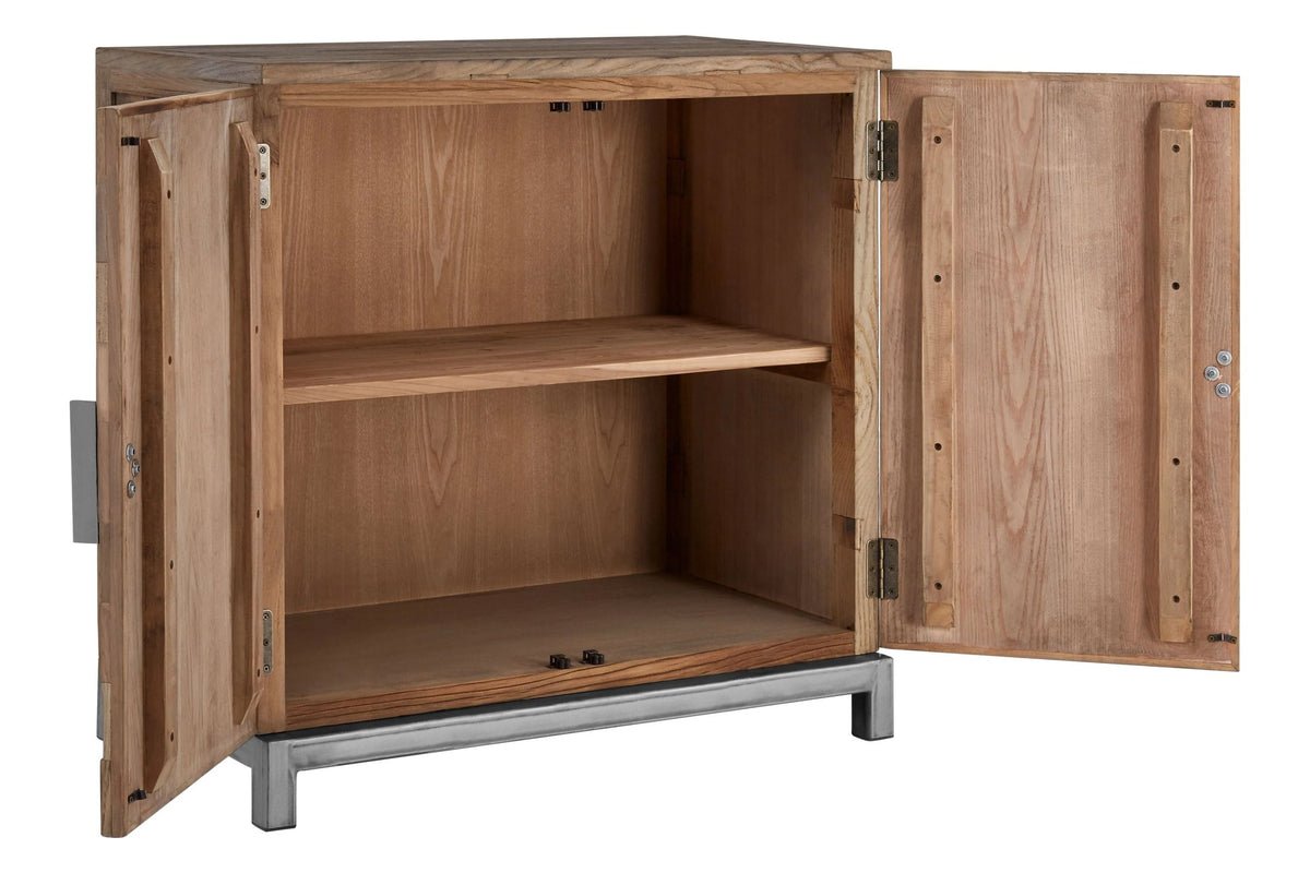 Oro Large Recycled Elm Wood 2 Door Cabinet