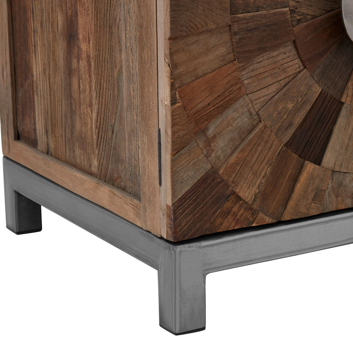 Oro Small Recycled Elm Wood 2 Door Cabinet