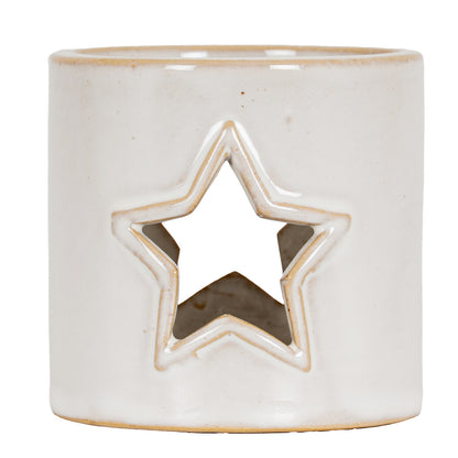 White Ceramic Star Cut-Out Tealight Holder