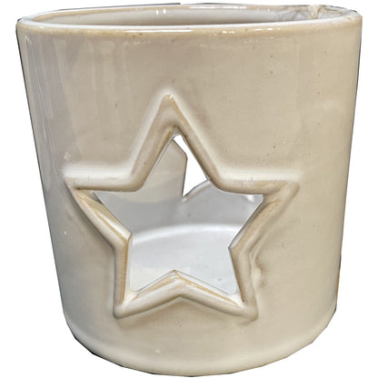 White Ceramic Star Cut-Out Tealight Holder - Christmas Candles & Candle Accessories from the Quanta Home collection.