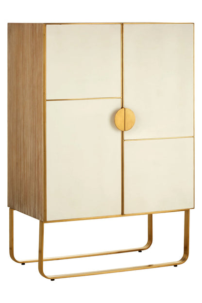 Modena Oak Wood and Brushed Gold Cabinet