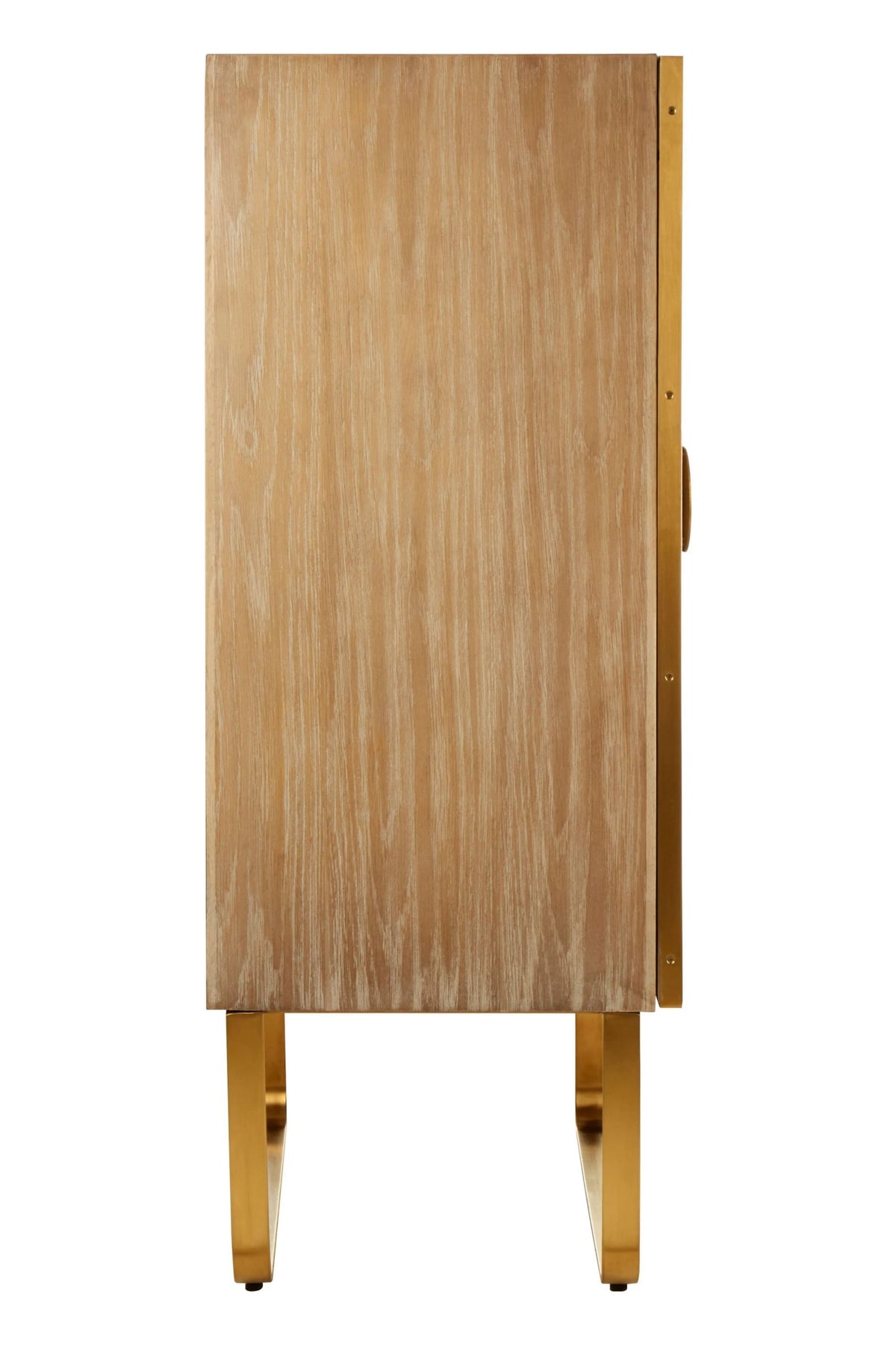 Modena Oak Wood and Brushed Gold Cabinet