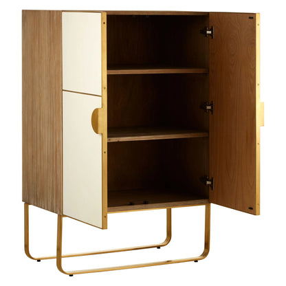 Modena Oak Wood and Brushed Gold Cabinet