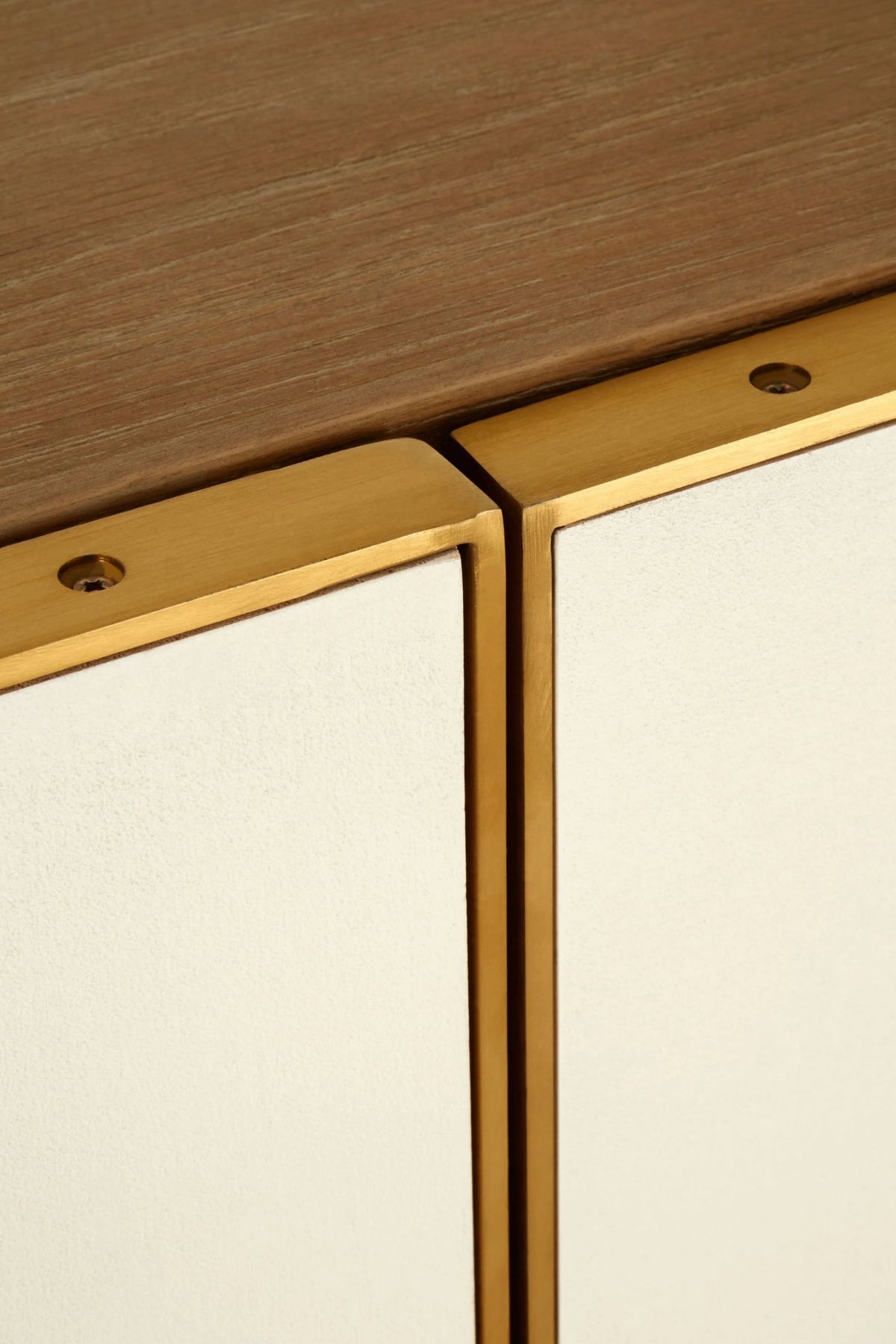 Modena Oak Wood and Brushed Gold Cabinet