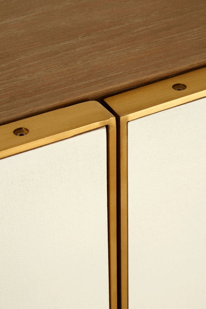 Modena Oak Wood and Brushed Gold Cabinet