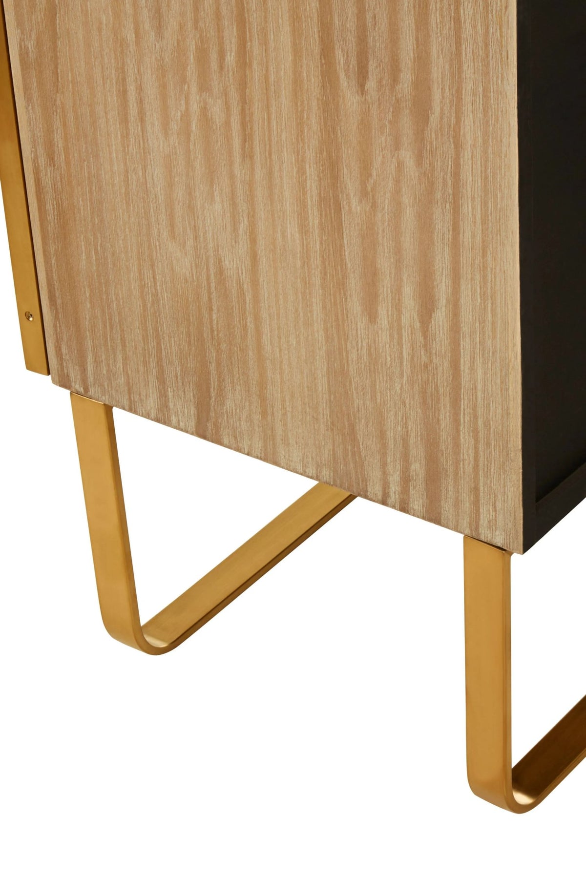 Modena Oak Wood and Brushed Gold Cabinet
