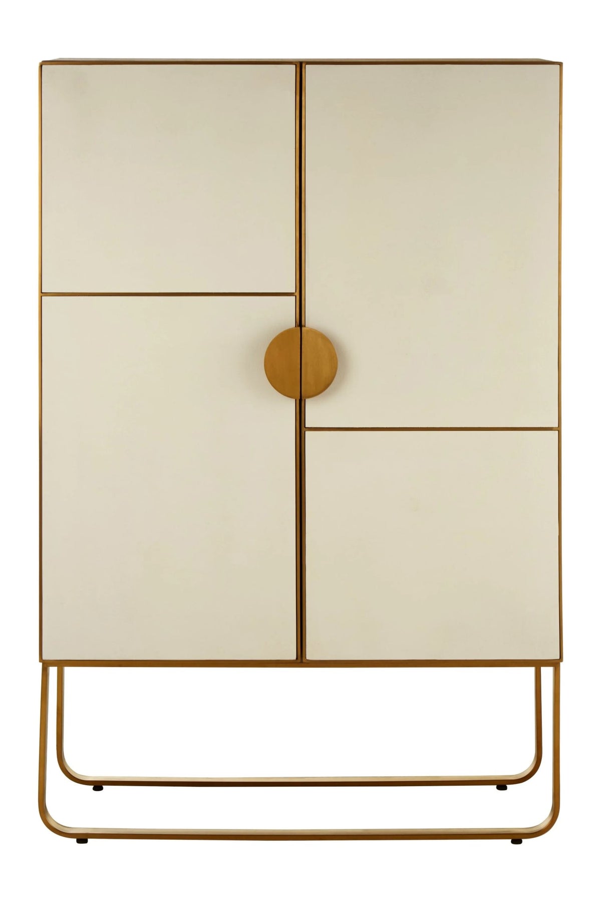 Modena Oak Wood and Brushed Gold Cabinet