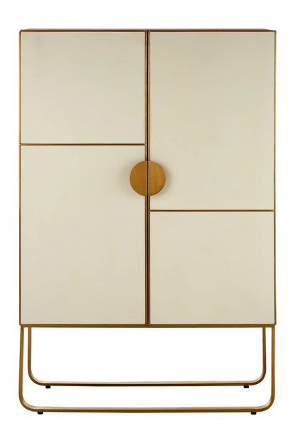 Modena Oak Wood and Brushed Gold Cabinet