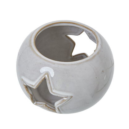 White Ceramic Star Cut-Out Round Tealight Holder - Christmas Candles & Candle Accessories from the Quanta Home collection.