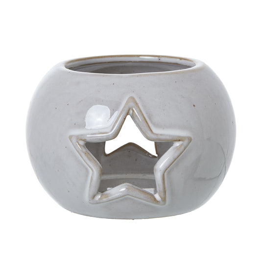 White Ceramic Star Cut-Out Round Tealight Holder - Christmas Candles & Candle Accessories from the Quanta Home collection.