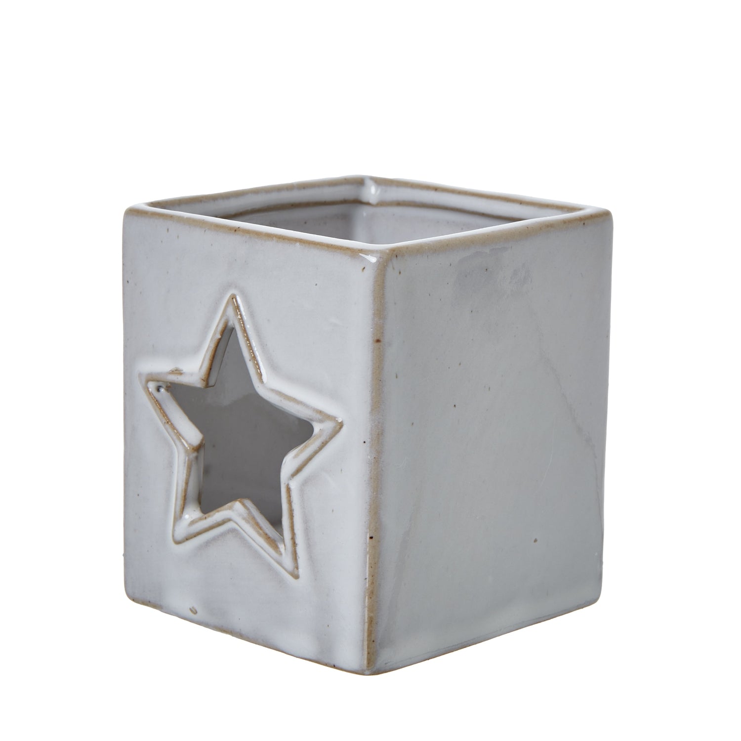 White Ceramic Star Cut-Out Square Tealight Holder - Christmas Candles & Candle Accessories from the Quanta Home collection.