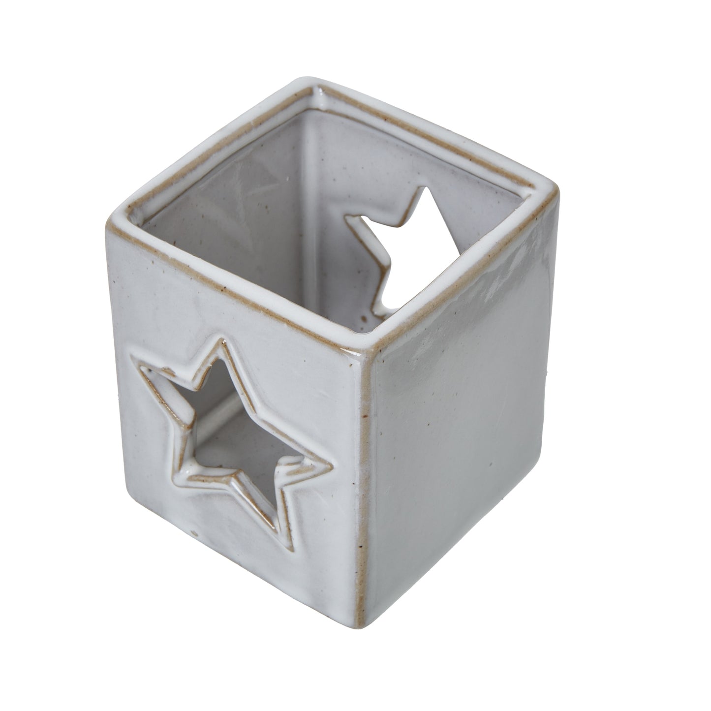 White Ceramic Star Cut-Out Square Tealight Holder - Christmas Candles & Candle Accessories from the Quanta Home collection.