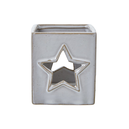 White Ceramic Star Cut-Out Square Tealight Holder - Christmas Candles & Candle Accessories from the Quanta Home collection.
