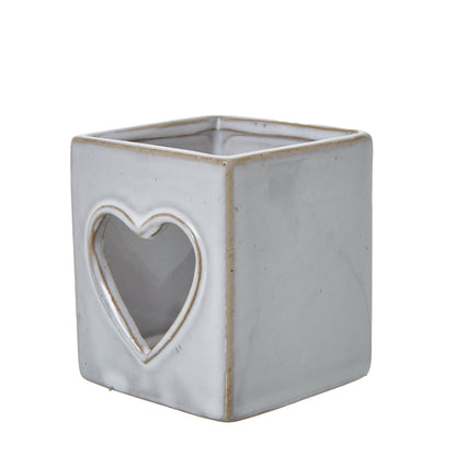 White Ceramic Heart Cut-Out Square Tealight Holder - Christmas Candles & Candle Accessories from the Quanta Home collection.