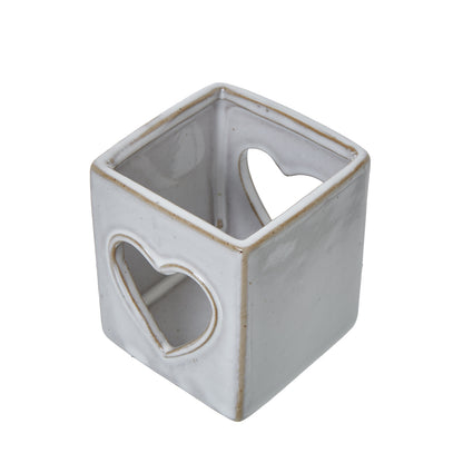 White Ceramic Heart Cut-Out Square Tealight Holder - Christmas Candles & Candle Accessories from the Quanta Home collection.