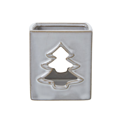 White Ceramic Tree Cut-Out Square Tealight Holder - Christmas Candles & Candle Accessories from the Quanta Home collection.