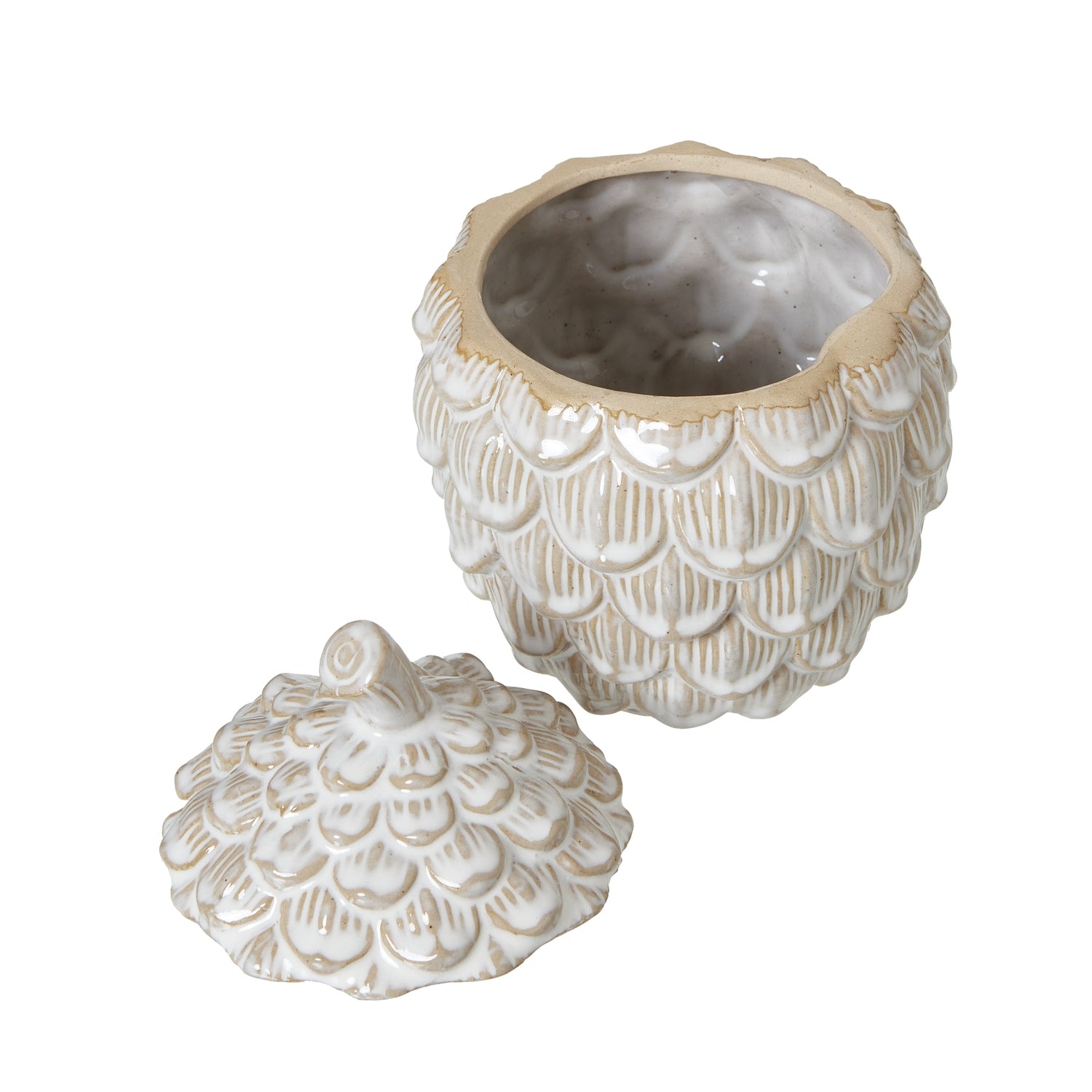 Large Ceramic Pine Cone Trinket Dish With Lid - Christmas Room Decorations from the Quanta Home collection.