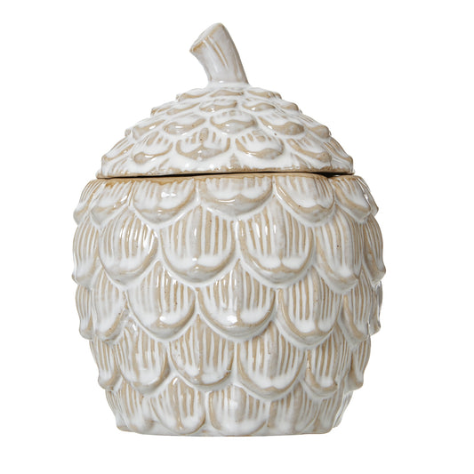 Large Ceramic Pine Cone Trinket Dish With Lid - Christmas Room Decorations from the Quanta Home collection.
